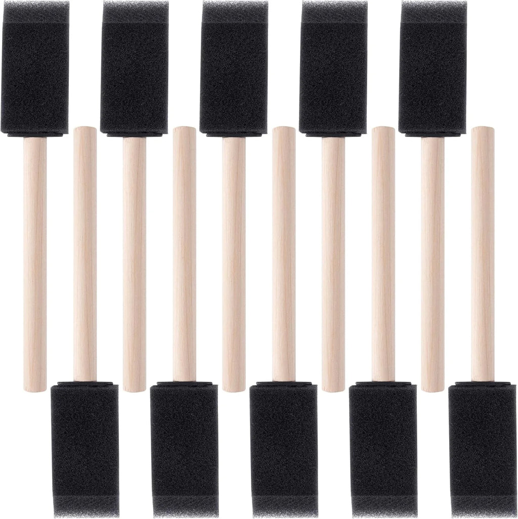 10Pcs Sponge Brush Wooden Handle Watercolor Oil Stain Art Craft Painting Drawing for kids